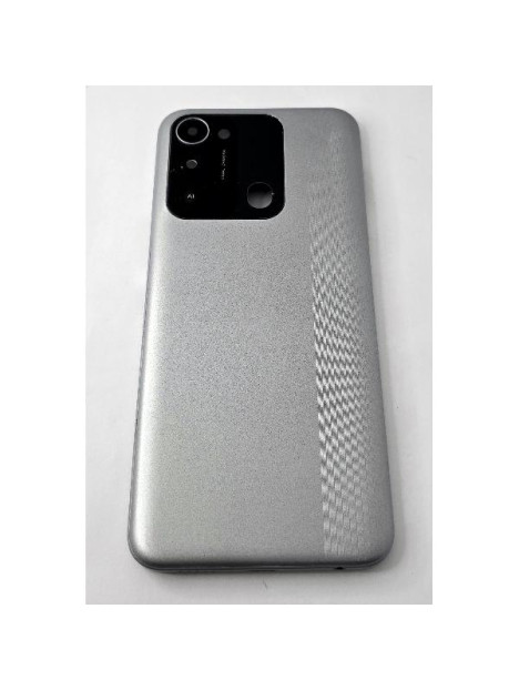 Tapa trasera o tapa bateria plata para Tecno Spark 8C con cubierta de camara