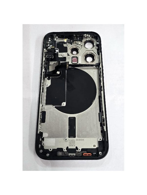 Tapa trasera o tapa bateria negra para iPhone 15 Pro A3101 A3102 con carcasa central remaunfacturada Grado A