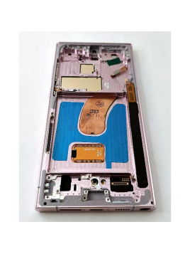 Pantalla para Samsung Galaxy S23 Ultra S918B mas tactil negro con marco rosa calidad Oled