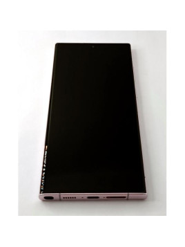 Pantalla para Samsung Galaxy S23 Ultra S918B mas tactil negro con marco rosa calidad Oled