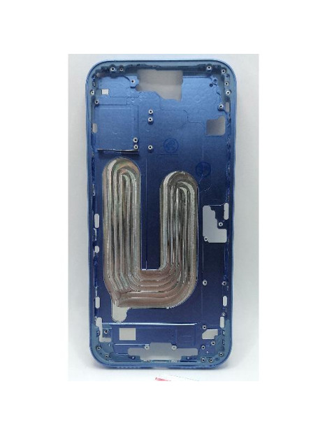 Carcasa o marco central azul para iPhone 16 Plus con botones laterales
