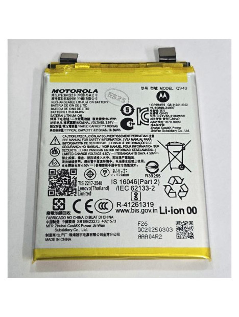 Bateria QV43 4310mAh para Motorola Edge 50 Neo ThinkPhone SB18E23273 Service Pack