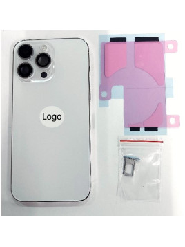 Tapa trasera o tapa bateria plata para iPhone 14 Pro Max mas marco central y componentes Remanufacturada Grado A