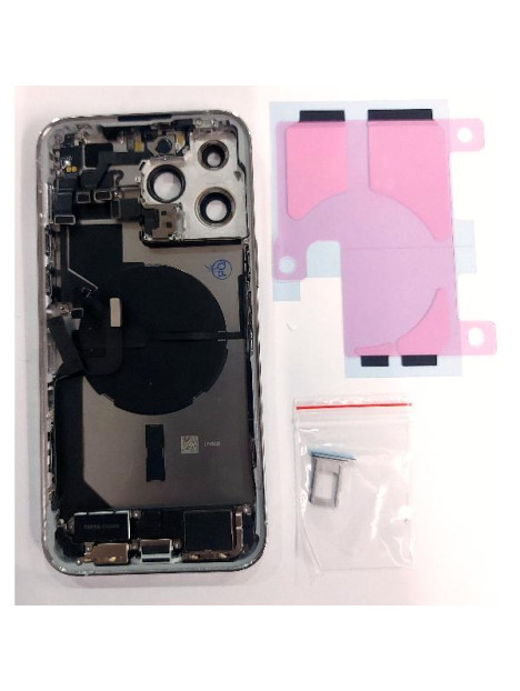 Tapa trasera o tapa bateria plata para iPhone 14 Pro Max mas marco central y componentes Remanufacturada Grado A