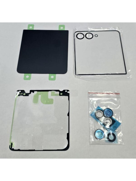 Tapa trasera o tapa bateria negra para Samsung Galaxy Z Flip 7 F766 con cubierta de camara