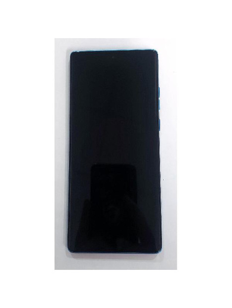Pantalla lcd para Motorola Moto G96 5G mas tactil negro con marco azul calidad premium