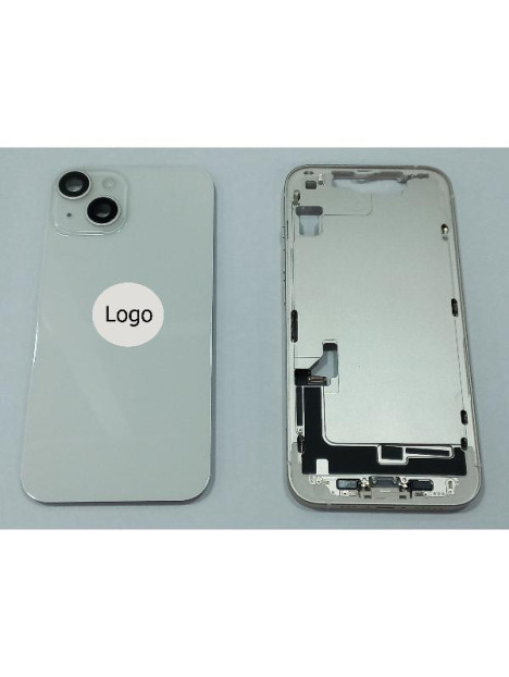 Set Tapa trasera o tapa bateria Starlight iPhone 14 con carcasa central y componentes Remanufacturada Grado A