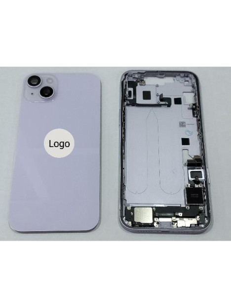Set Tapa trasera o tapa bateria morada iPhone 14 Plus con carcasa central y componentes Remanufacturada Grado A