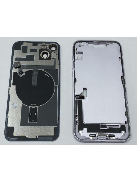 Set Tapa trasera o tapa bateria morada iPhone 14 Plus con carcasa central y componentes Remanufacturada Grado A
