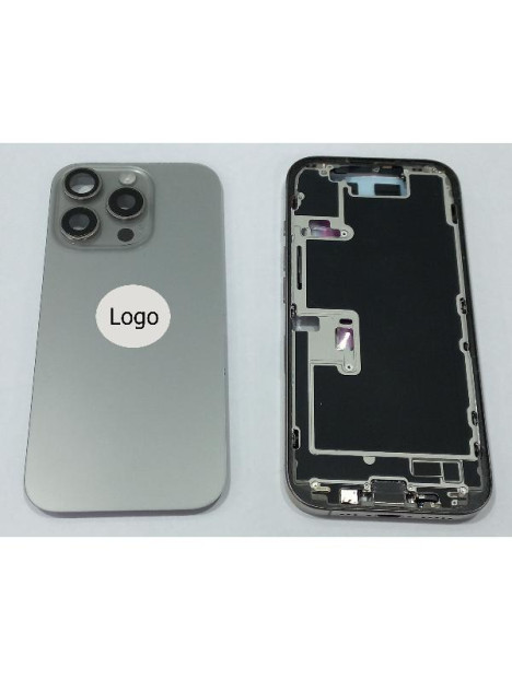 Set Tapa trasera o tapa bateria titanio iPhone 16 Pro con carcasa central y componentes Remanufacturada Grado A