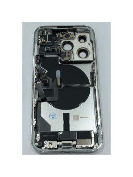 Tapa trasera o tapa bateria plata para iPhone 14 Pro con carcasa central y componentes Remanufacturada Grado A