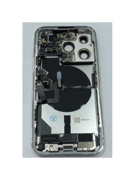 Tapa trasera o tapa bateria plata para iPhone 14 Pro con carcasa central y componentes Remanufacturada Grado A