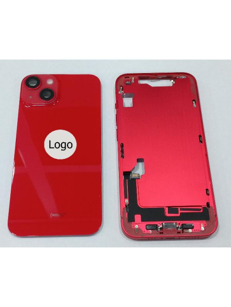 Set Tapa trasera o tapa bateria roja iPhone 14 con carcasa central y componentes Remanufacturada Grado A