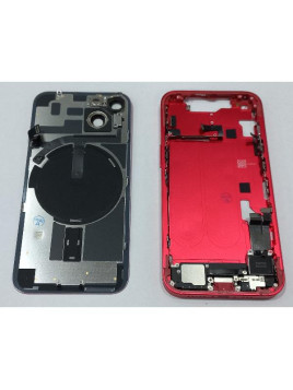 Set Tapa trasera o tapa bateria roja iPhone 14 con carcasa central y componentes Remanufacturada Grado A