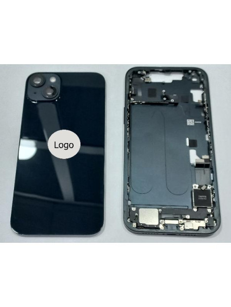 Set Tapa trasera o tapa bateria negra iPhone 14 Plus con carcasa central y componentes Remanufacturada Grado A