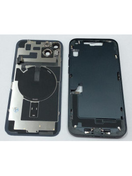 Set Tapa trasera o tapa bateria negra iPhone 14 Plus con carcasa central y componentes Remanufacturada Grado A