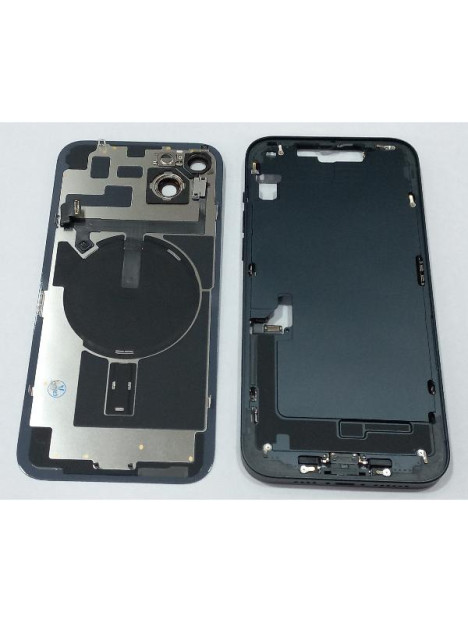 Set Tapa trasera o tapa bateria negra iPhone 14 Plus con carcasa central y componentes Remanufacturada Grado A