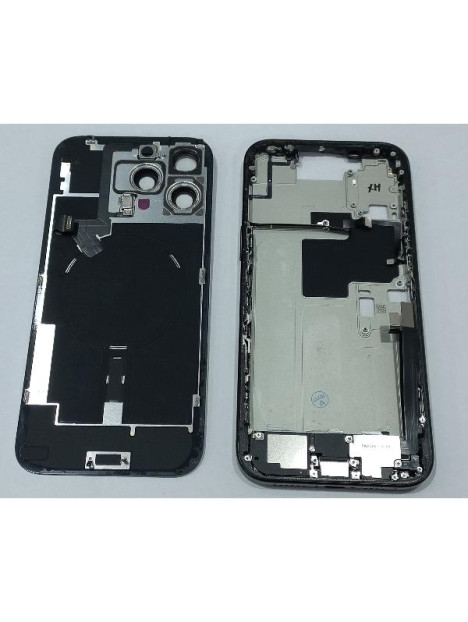 Set Tapa trasera o tapa bateria negra iPhone 16 Pro Max con carcasa central y componentes Remanufacturada Grado A