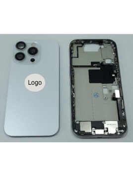 Set Tapa trasera o tapa bateria blanca iPhone 16 Pro con carcasa central y componentes Remanufacturada Grado A