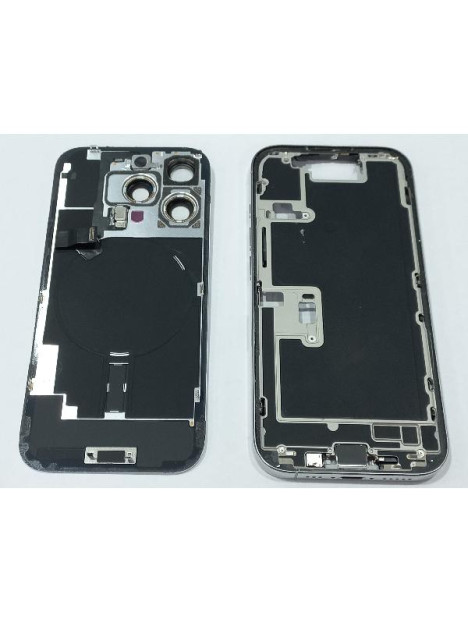 Set Tapa trasera o tapa bateria blanca iPhone 16 Pro con carcasa central y componentes Remanufacturada Grado A