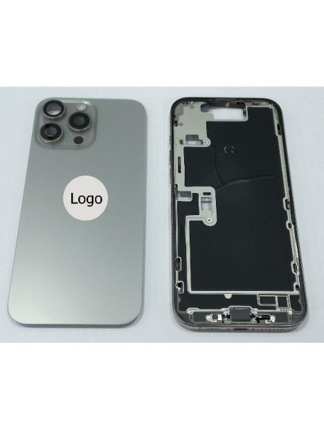 Set Tapa trasera o tapa bateria titanio iPhone 16 Pro Max con carcasa central y componentes Remanufacturada Grado A