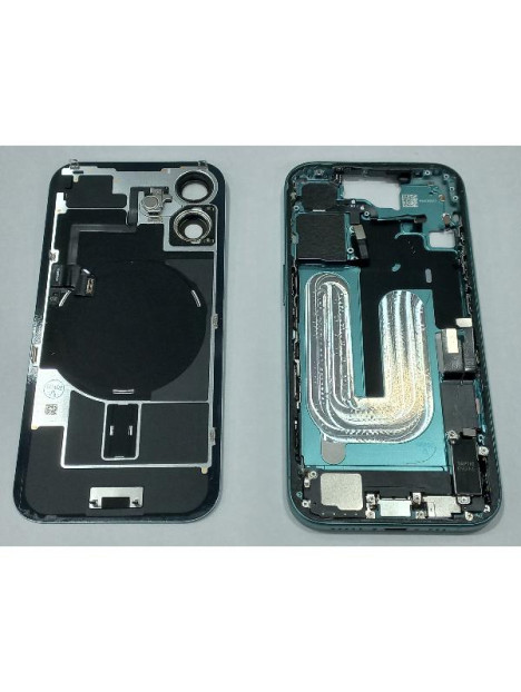 Set Tapa trasera o tapa bateria Teal iPhone 16 con carcasa central y componentes Remanufacturada Grado A
