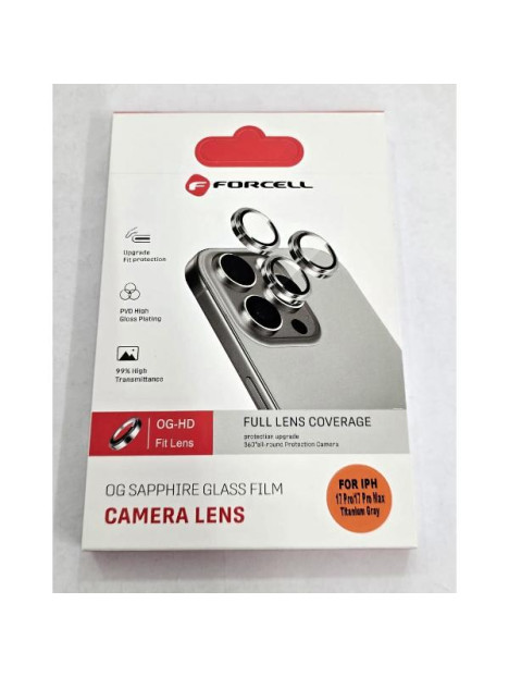 Cristales de camara mas cubiertas gris para iPhone 17 Pro A3256 iPhone 17 Pro Max A3257 Forcell premium