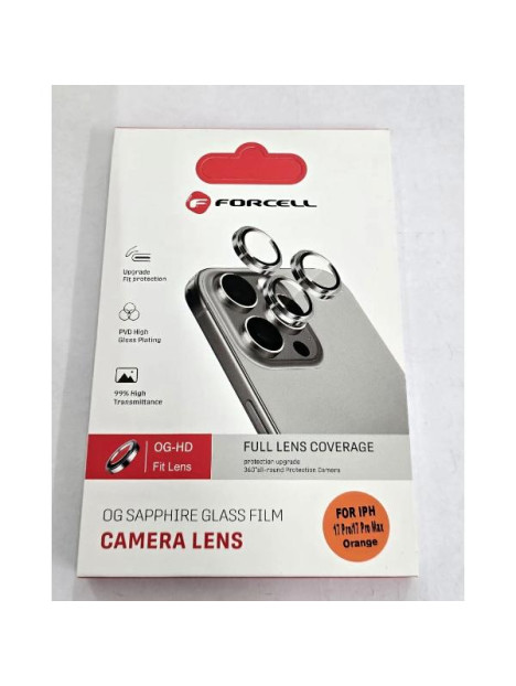 Cristales de camara mas cubiertas naranjas para iPhone 17 Pro A3256 iPhone 17 Pro Max A3257 Forcell premium