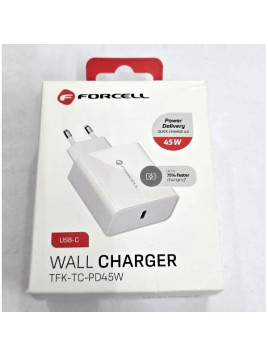 Cargardor Forcell F-Energy USB C Carga rapida 4.0 PD 3A 45W TFK-TC-45WPD blanco