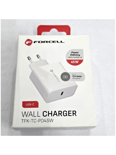 Cargardor Forcell F-Energy USB C Carga rapida 4.0 PD 3A 45W TFK-TC-45WPD blanco