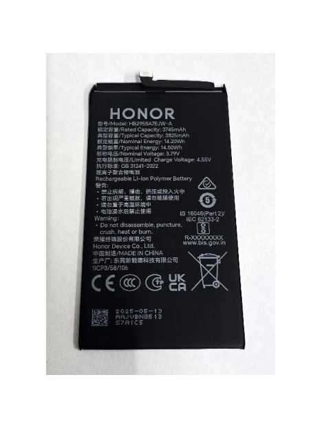 Bateria HB2958A7EJW-A 3825mAh para Honor Magic V5 0235AQBL Service Pack