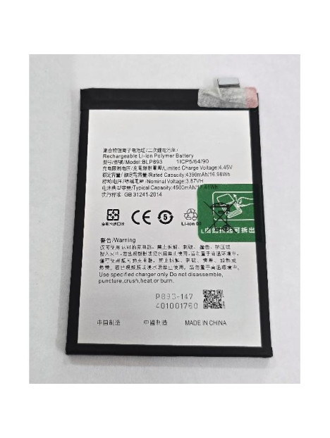 Bateria BLP893 4500mAh para Oppo Reno 7 4G CPH2363 Oppo Reno 7 5G CPH2371 calidad premium