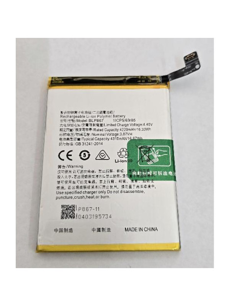 Bateria BLP867 4310mAh para Realme V15 5G RMX3092 calidad premium