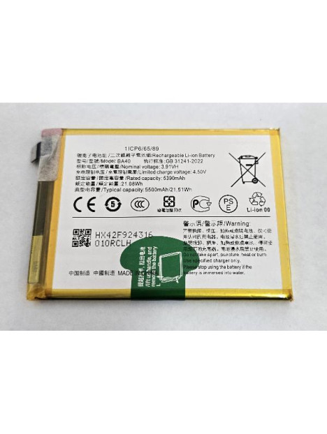 Bateria BA40 5500mAh para Vivo V30e 5G V2339 calidad premium