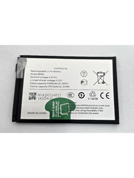 Bateria BA50 5500mAh para iQOO Z9s 5G I2403 calidad premium