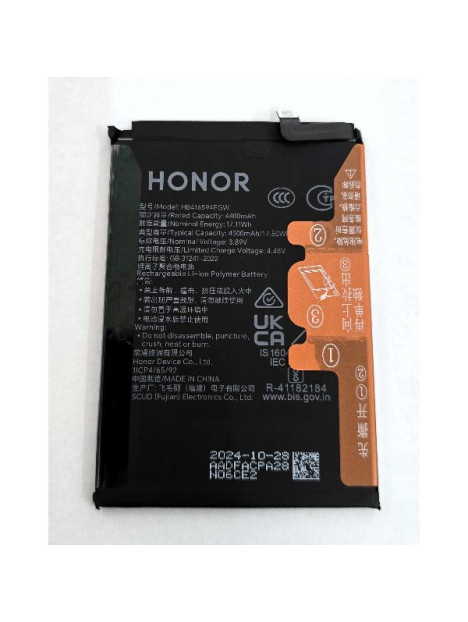 Bateria HB416594EGW 4500mAh para Honor 90 Lite 5G Honor X8A X8B X50i Honor 200 Lite 5G 2402AADF Service Pack