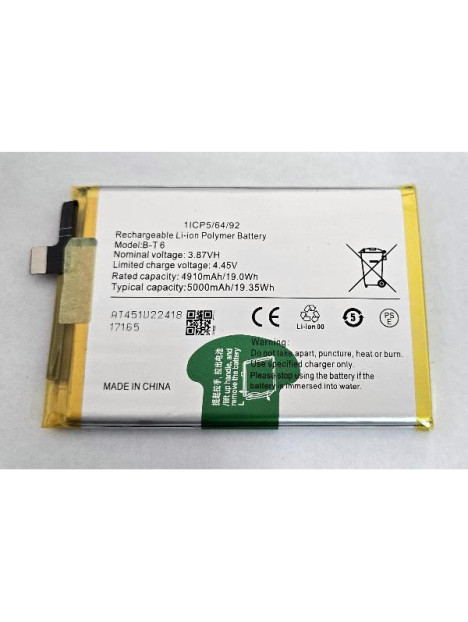 Bateria B-T6 5000mAh para Vivo T1 5G V2141 Vivo iQOO Z6 5G I2127 Vivo Y55 5G V2154 calidad premium
