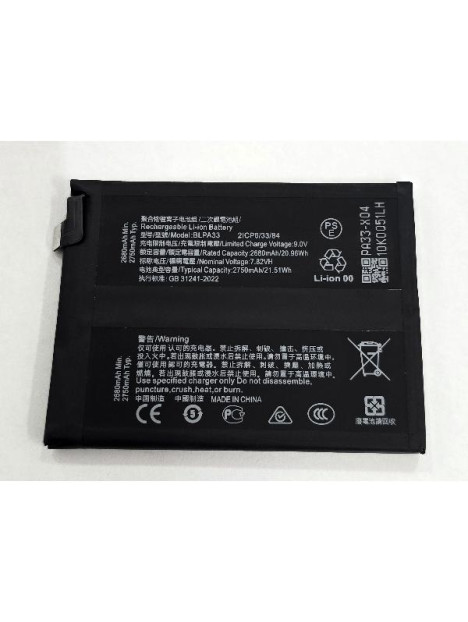 Bateria BLPA33 2750x2 mAh para Oneplus 12R 5G CPH2609 CPH2585 CPH2611 Oneplus Ace 3 5G PJE110 calidad premium