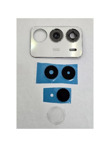 Cristal de camara para Realme C71 4G RMX5303 con marco blanco calidad premium