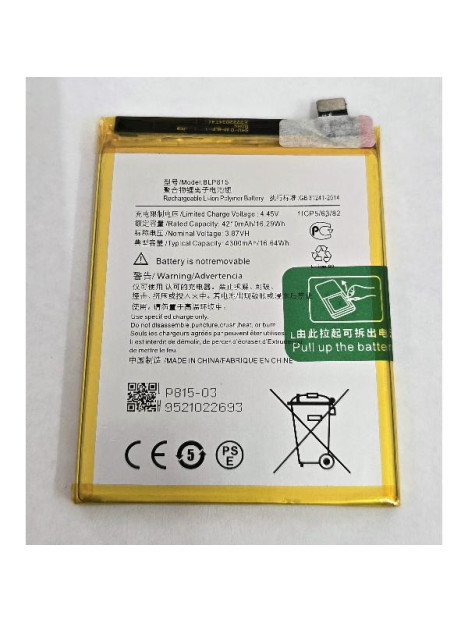 Bateria BLP815 para OnePlus Nord N10 5G BE2025 BE2026 BE2028 BE2029 4210 mAh calidad premium