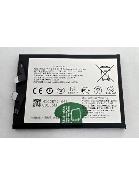 Bateria BA38 para Vivo iQOO Z9 5G V2361A iQOO Z9 Turbo V2352A 6000 mAh calidad premium