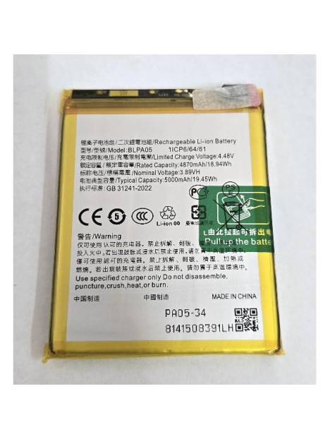 Bateria BLPA05 5000mAh para OPPO Reno10 5G A2 Pro 5G CPH2531 PJG110 calidad premium