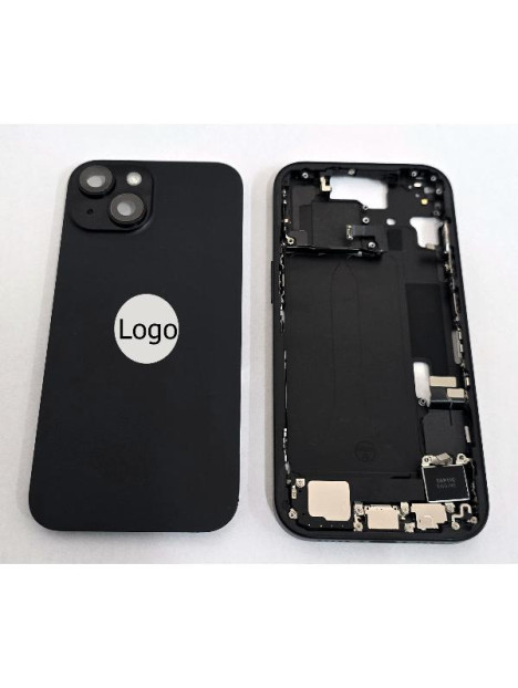 Tapa trasera o tapa bateria negra para iPhone 15 mas carcasa central y componentes Remanufacturada Grado A