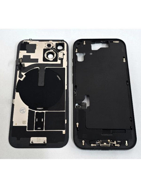 Tapa trasera o tapa bateria negra para iPhone 15 mas carcasa central y componentes Remanufacturada Grado A