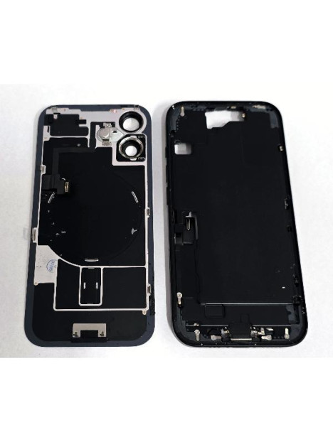 Tapa trasera o tapa bateria negra para iPhone 16 mas carcasa central y componentes Remanufacturada Grado A