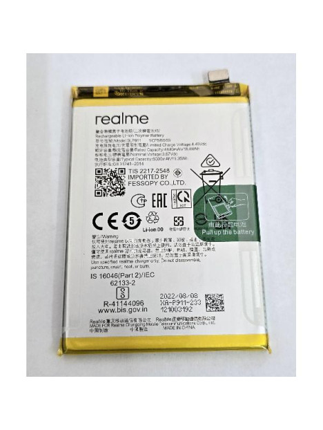 Bateria BLP911 5000mAh para Realme 9 Pro RMX3471 9i RMX3491 V25 4200013 Service Pack