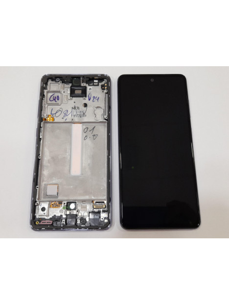 Pantalla lcd para Samsung GH82-25524C SM-A525F Galaxy A52 4G SM-A526B A52 5G + Pantalla táctil + Marco lila