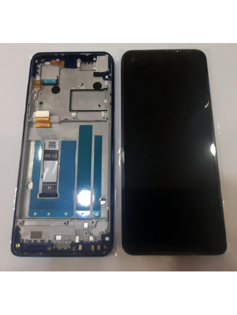 Pantalla lcd para Motorola Moto One Vision P50 XT1970 mas tactil negro mas marco azul Service Pack Premium