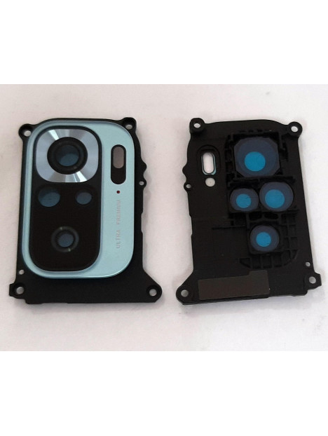 Carcasa sujecion para Xiaomi Redmi Note 10S mas cristal camara azul calidad premium