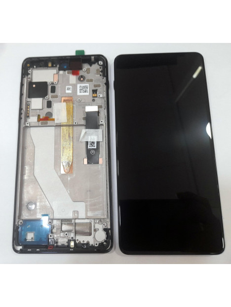 Pantalla lcd para Motorola Edge 20 Pro XT2153 5D68C19375 mas tactil negro mas marco azul service pack premium